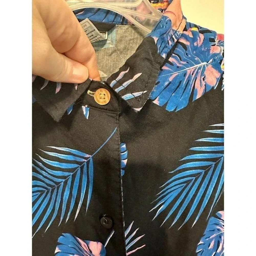 Dutch Bros Hawaiian Shirt button down Men's medium black blue pink - Picture 7 of 8